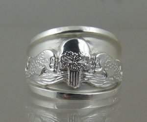 Picture of  US Navy Submarine Dolphin Skull Ring - Sterling